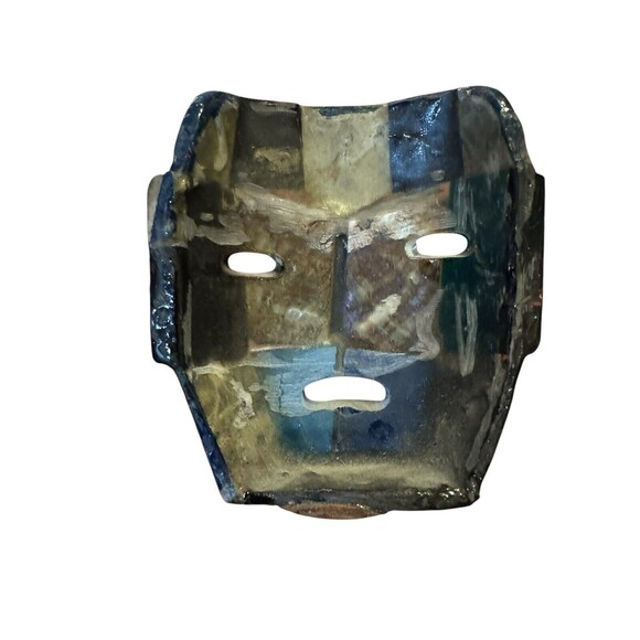 Tribal Mask Fused Glass Face Figure Cancun Art Figurine Mexico Souvenir Handmade - Picture 4 of 14